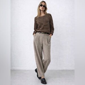 CT Plage Light Wool Rib Striped Pullover Camel Black XS/S NWT 25AW Original